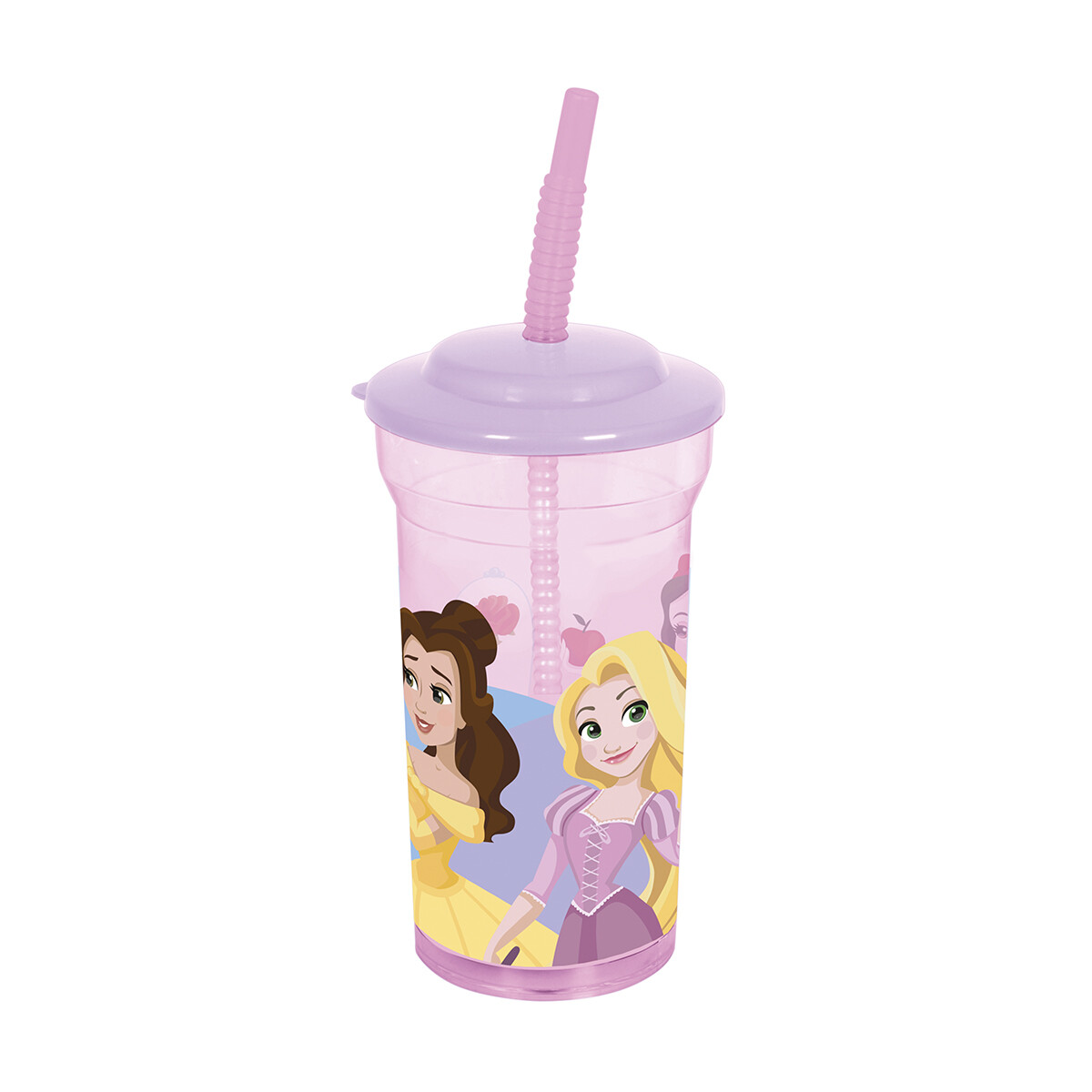 Vaso Plástico Alto con Pajita Princesas Disney 460 ml 
