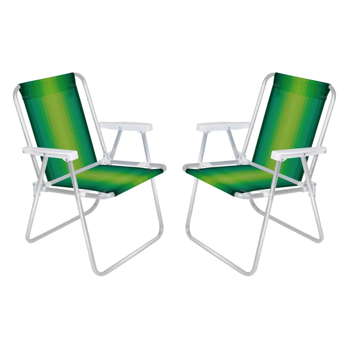 Set x2 Reposeras Sillas Alta Plegable 110 Kg Aluminio Mor - Verde 
