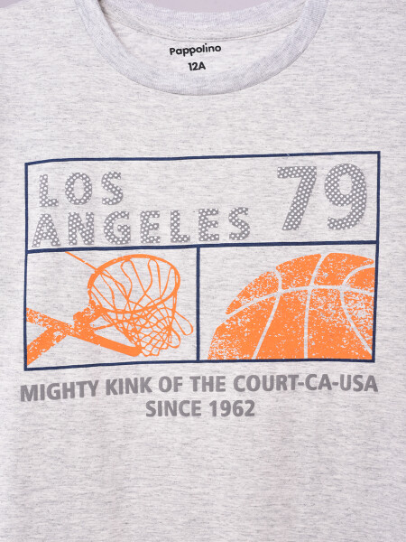 REMERA ESTAMPADA GRIS MELANGE M