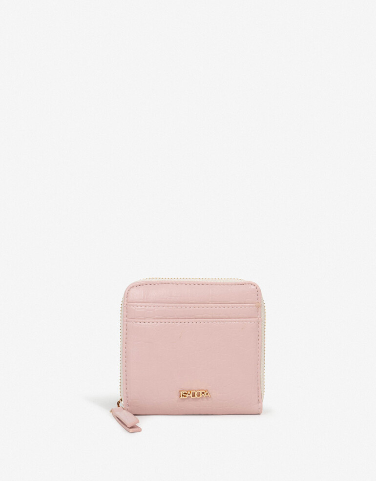 Billetera Zip Round Billetera Cuadradra - Rosa Claro