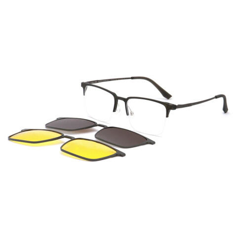 Lentes De Vista De Aluminio Cuadrado Multi Negro/Ónix