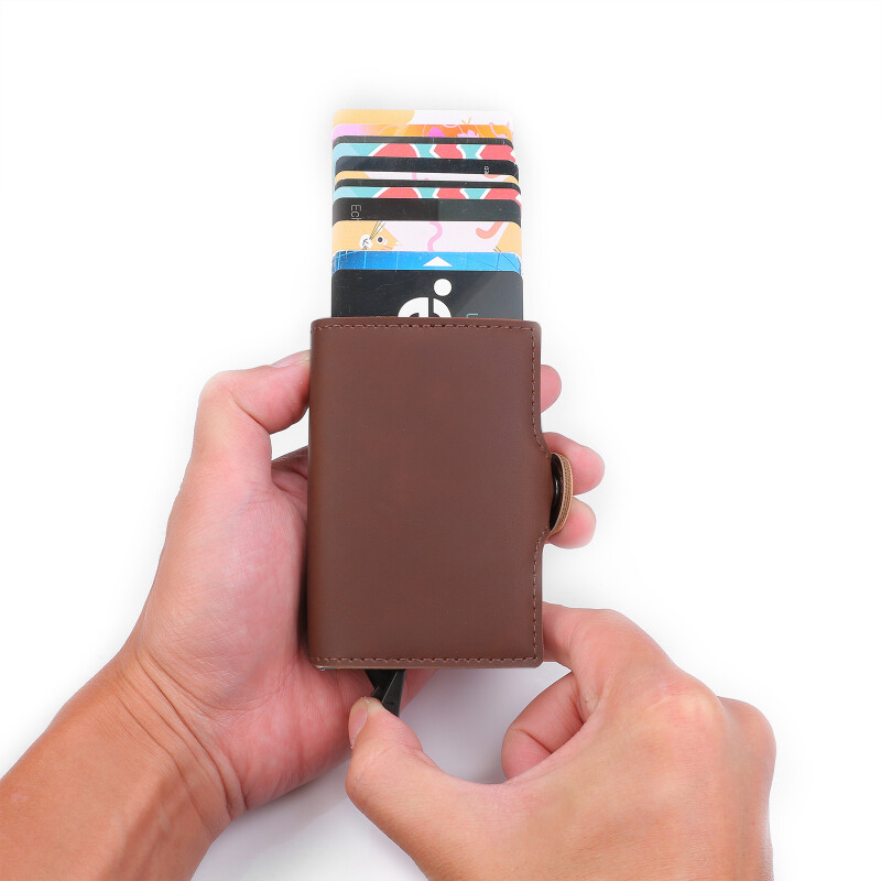 Billetera doble color marrón con protección RFID Billetera Doble Color Marrón Con Protección Rfid