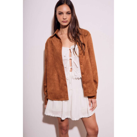 Camisa Gamuza Cuero Vegano Camel