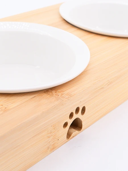 PLATO DOBLE DE BAMBOO CON CERÁMICA MADERA