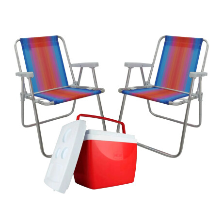 Set Playa Mor Sillasx2 Alum 120Kg + Conservadora Térmica 34L Rojo