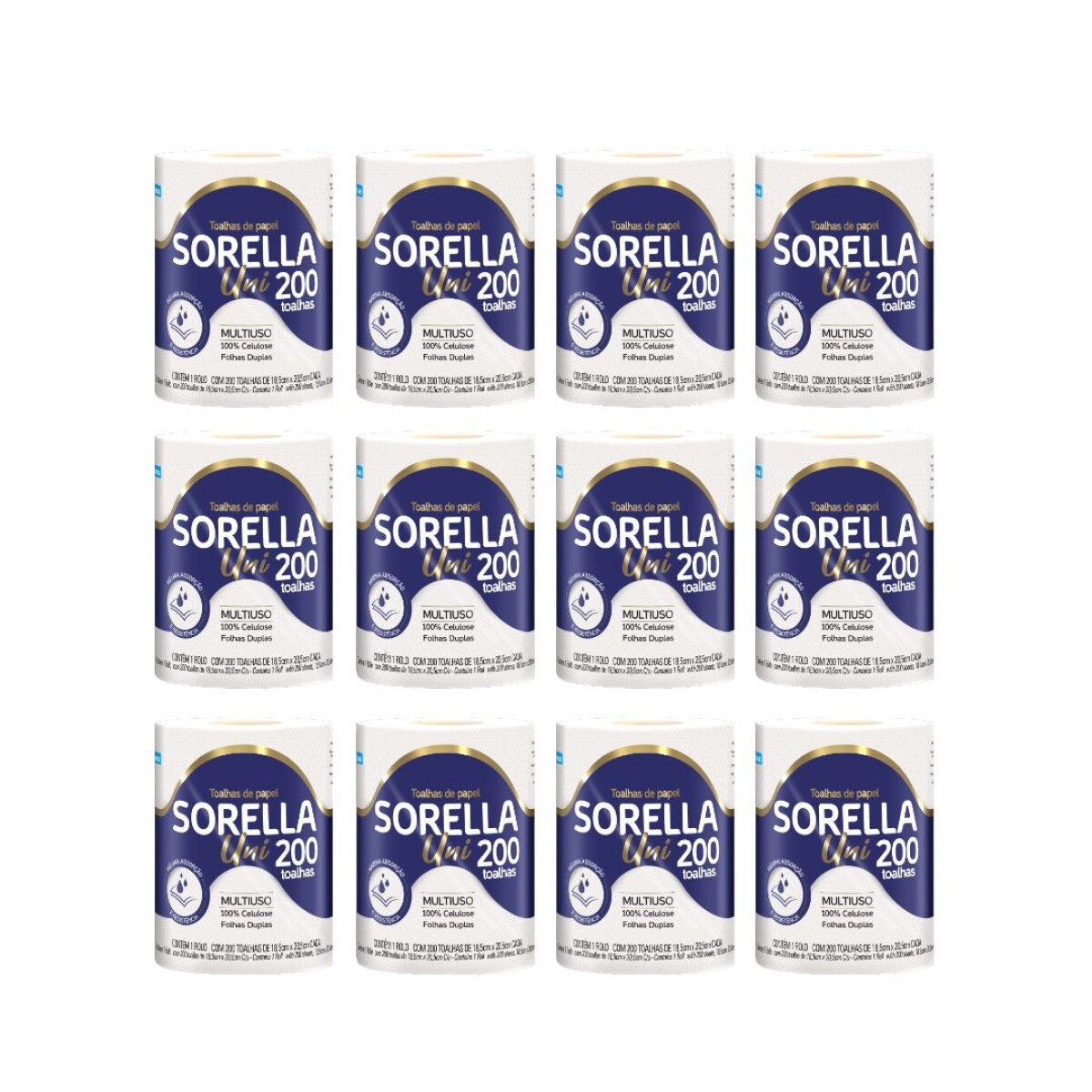 Rollo De Cocina Sorella Doble Hoja X 200 Toallas - Pack X 12 