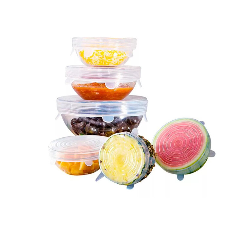 Tapas silicona ajustables reutilizables set 6 Sin Color