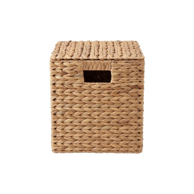 CESTA CUAD YUTE BEIGE C/TAPA 28X28X34CM Unica