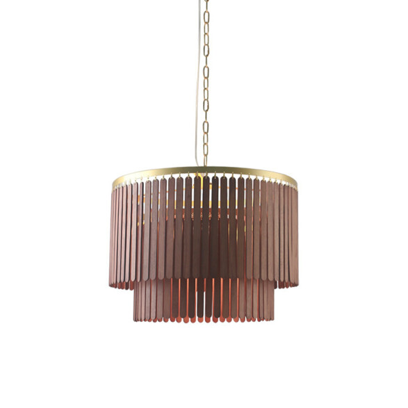 Lámpara colgante cilíndrica varilla madera 600mm IX9538
