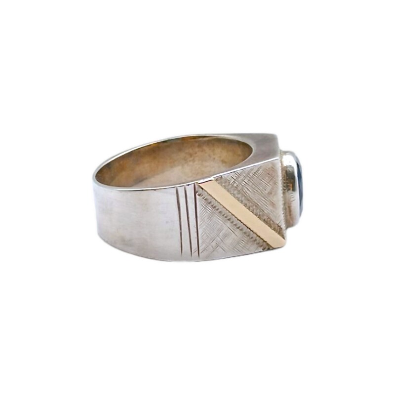 Anillo Mesa-Plata y Oro-Piedra Zafiro-AN5486 conpiedra