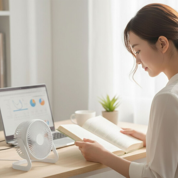 Ventilador De Escritorio Portatil Inclinable 14,5 Cm Usb Color Blanco