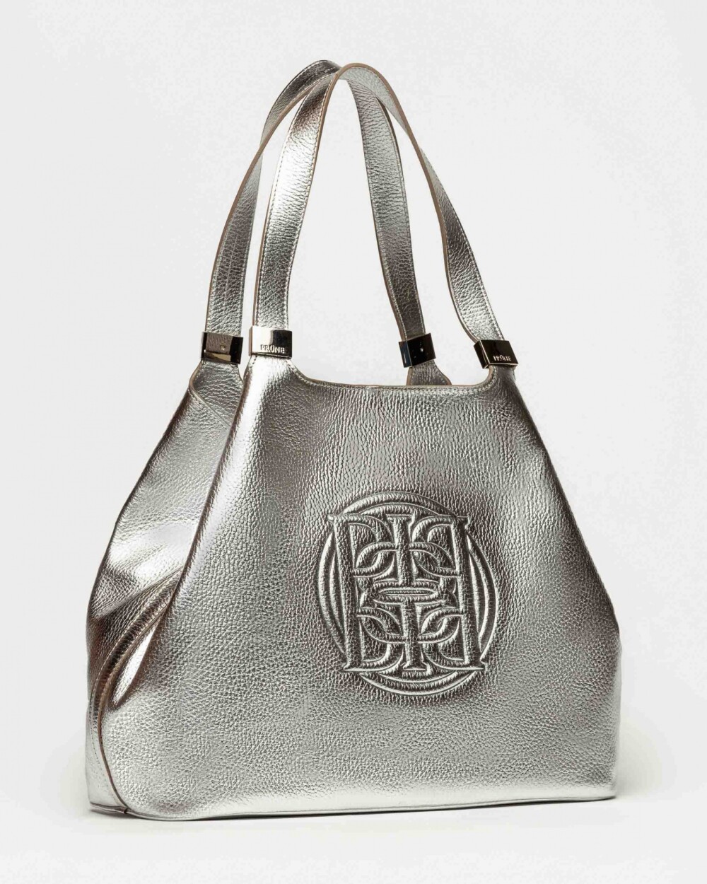 Bolso Eterial en cuero graneado metalizado Plata