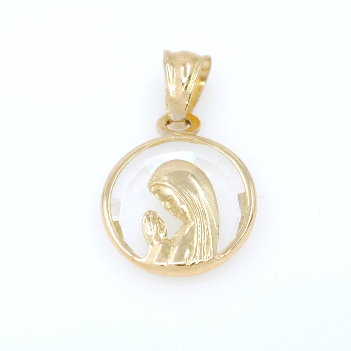 Medalla oro 18k y cristal virgen niña 12mm 
