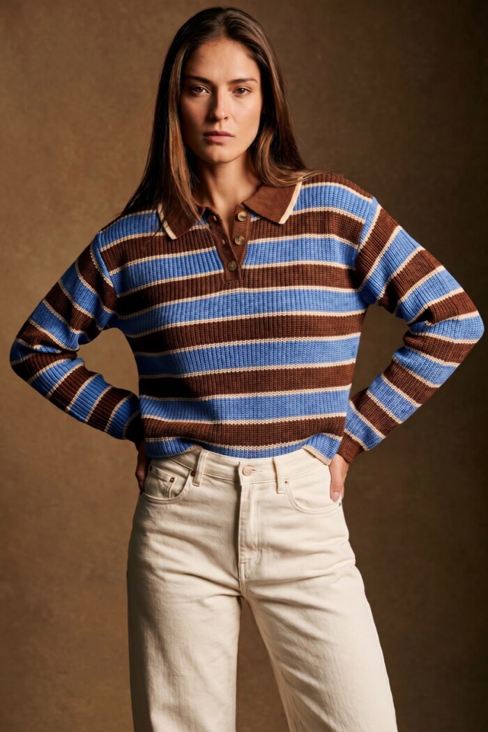 Sweater Polo Rayado Azul