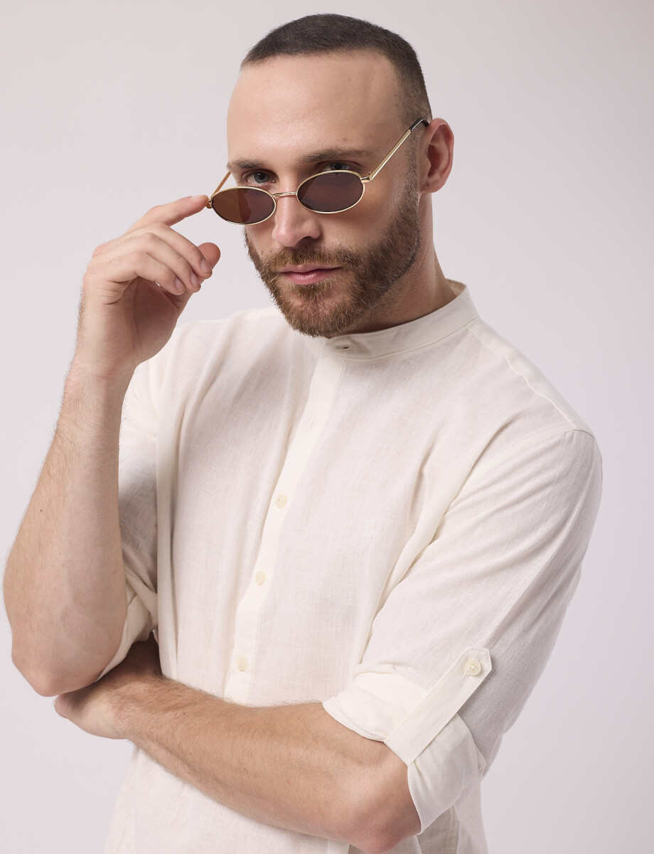 Camisola m/l lino blanco