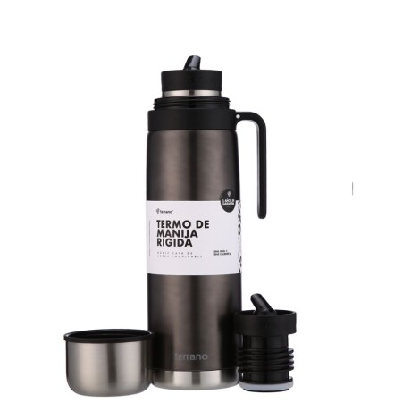Termo Terrano Premium Manija Rígida 1 Litro NEGRO-METALIZADO