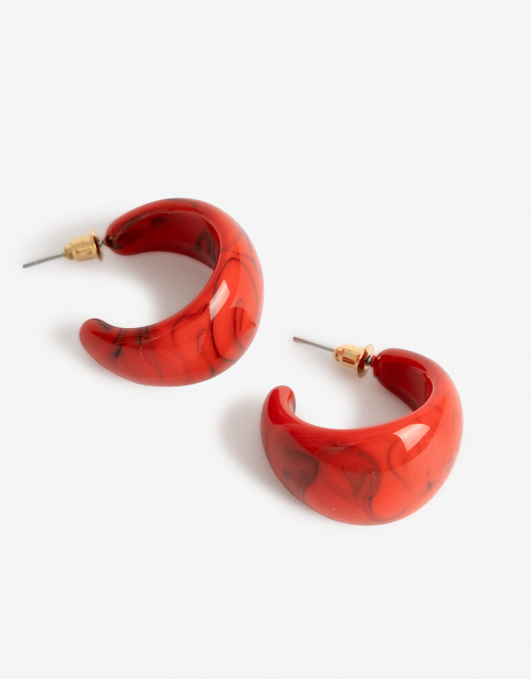 Aros Argollas Acrilico Argollas Resina Rojo - Rojo Medio