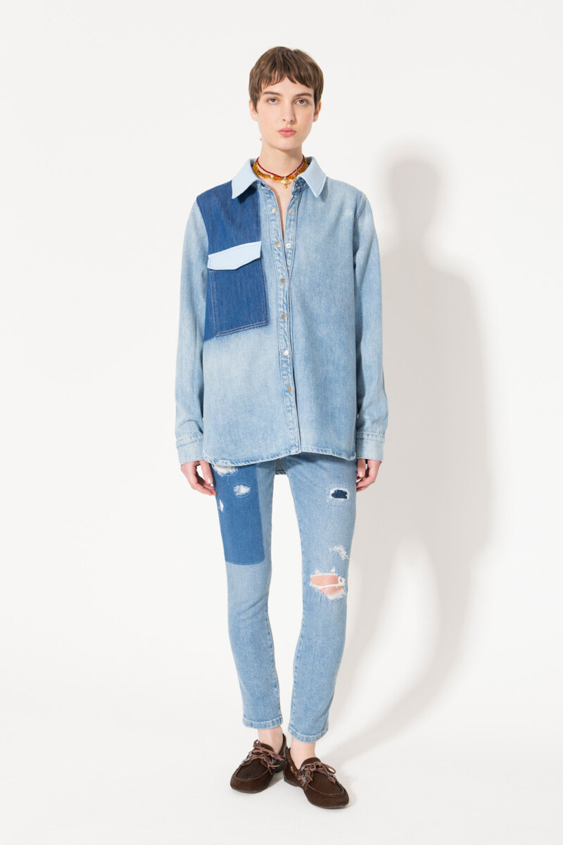 CAMISA PATCH Celeste