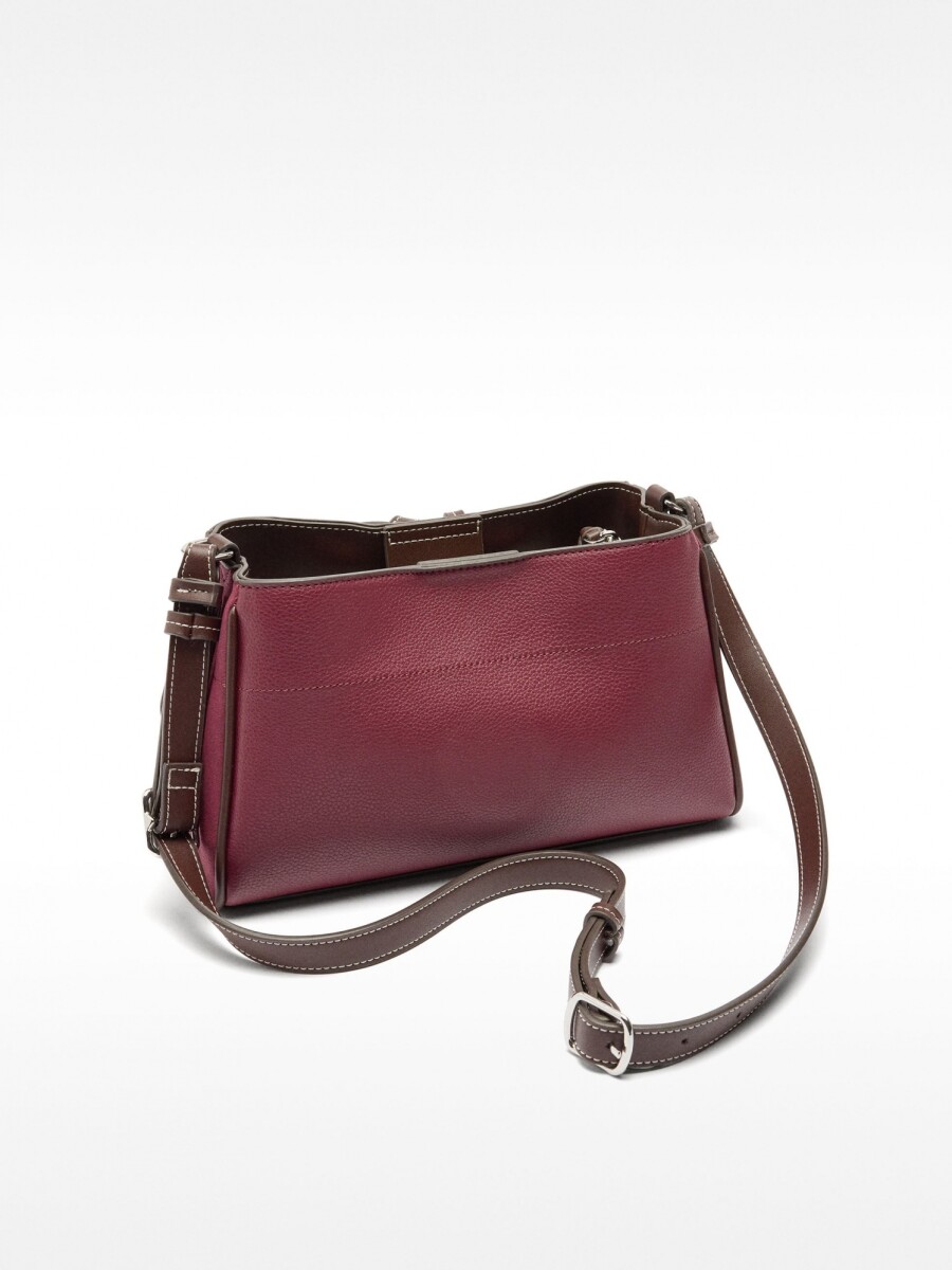 Bolso Bandolera Efecto Piel burdeos