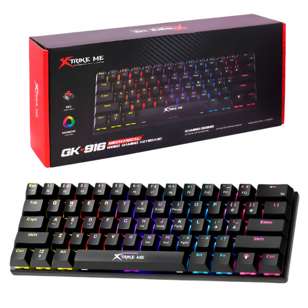 Teclado Mecánico Xtrike Me Gamer RGB GK-916 Anti Ghosting Color Negro