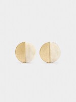 Pendientes Redondos Con Resina beige