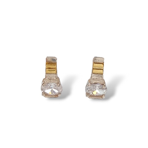 Caravanas Vintage-Plata 925 y oro-Piedra Zirconia-CA5001 conpiedra
