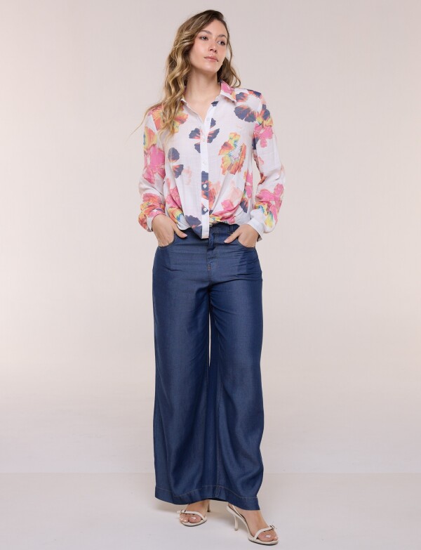 Camisa Botones Nudo BLANCO/MULTI