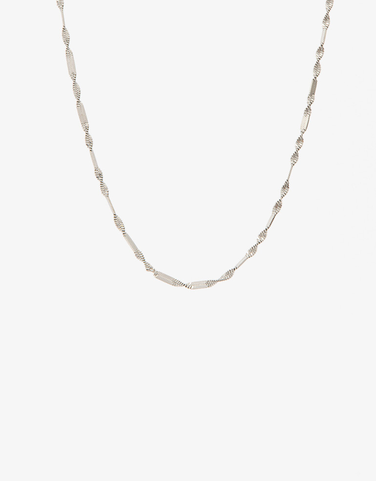 Collares Cortos Metal Collar Cadena Torzada - Plateado Rodio