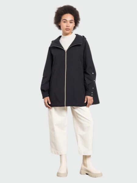Herno-Chaqueta impermeable con capucha integrada ajustable Negro