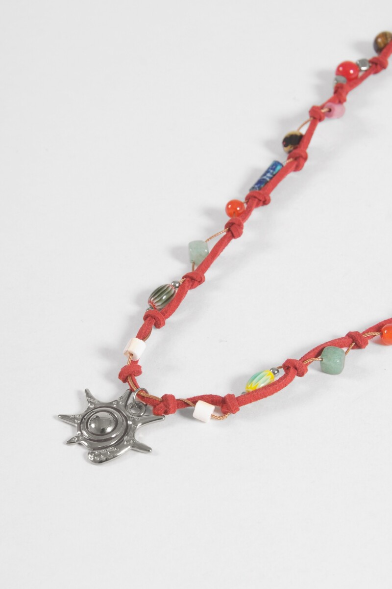 Collar cordón espiral acero plateado
