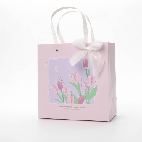 BOLSA DE REGALO RECTANGULAR (TULIPANES / ROSA / TALLE M) BOLSA DE REGALO RECTANGULAR (TULIPANES / ROSA / TALLE M)
