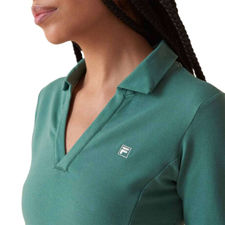 Fila Ml Fit Letter Touch Polo Manga Larga Casual Para Mujer Verde