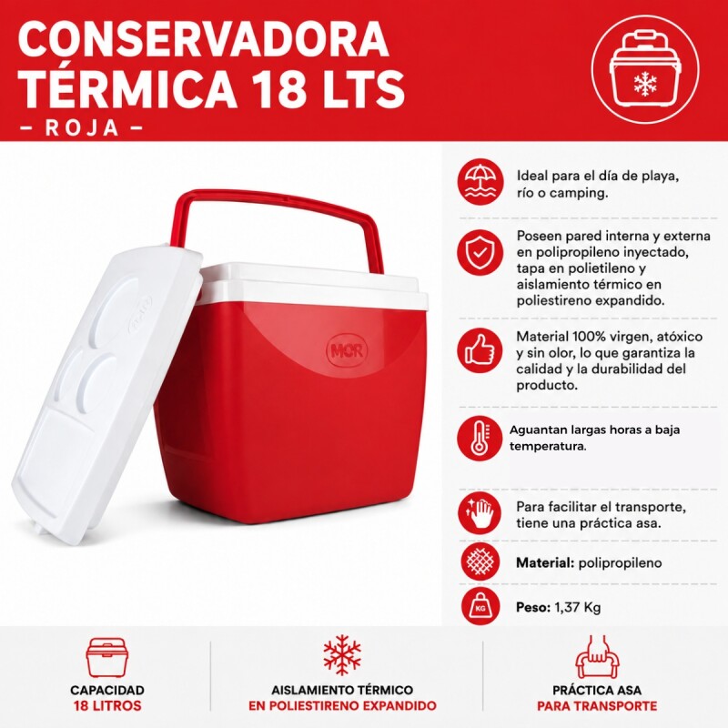 Conservadora térmica 18 lts ROJO