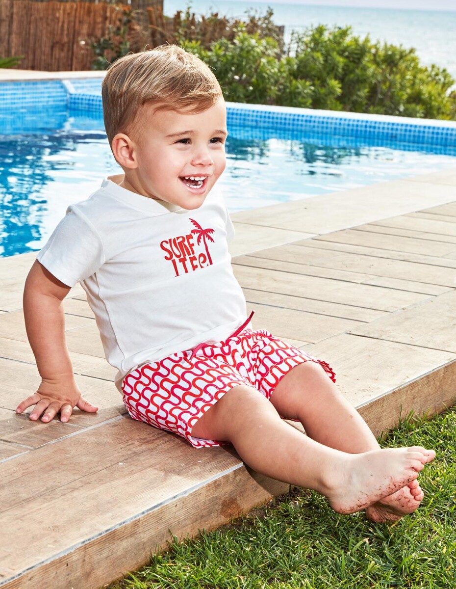 Camiseta Estampado Surf Life - Blanco 