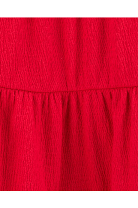 Vestido solera de algodón texturado, rojo Sin color