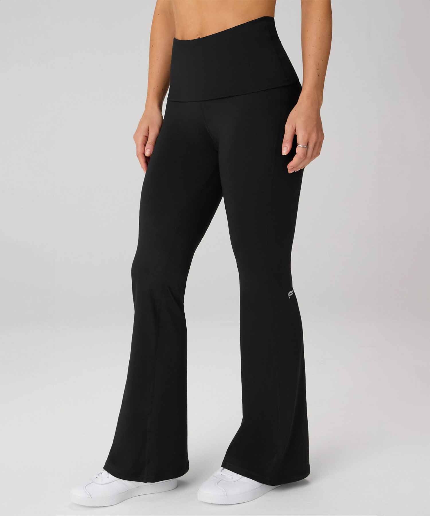 Leggings Flare Cloud Jersey Foldover Mujer Black