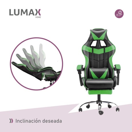 Silla Gamer Lumax Modelo ROM con Apoyapies Negro/Verde