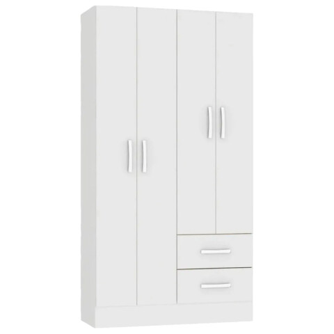 Ropero Armario 4 puertas 2 cajones con estantes y perchero 170 x 90 x 36 cm - Blanco Ropero Armario 4 puertas 2 cajones con estantes y perchero 170 x 90 x 36 cm - Blanco