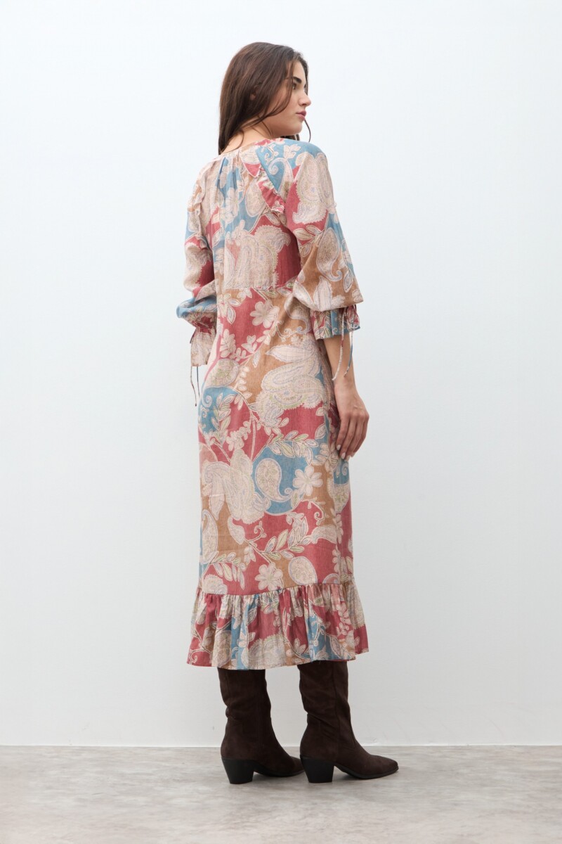 Vestido boho estampado bordo