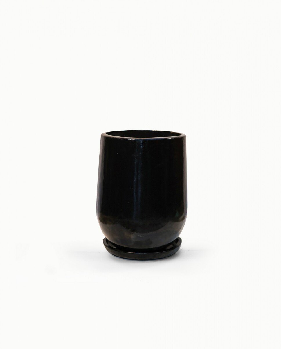 Maceta Fibrocemento c/plato - 50cm x 30cm "Modelo Avalon - Negro Brillo 