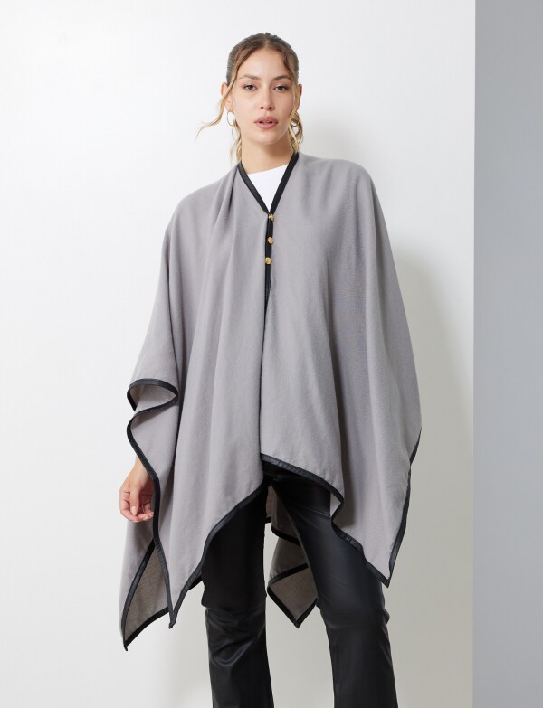 Ruana Botones Ribete GRIS