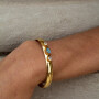 Pulsera Rigida Karvik Labradorita Y Piedra De La Luna Plata 925 Y Baño De Oro 0