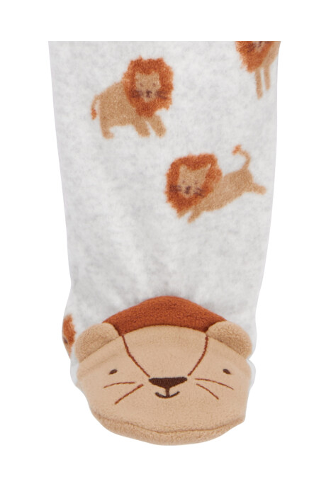 Pijama uno pieza de micropolar, con pie, diseño leones Sin color