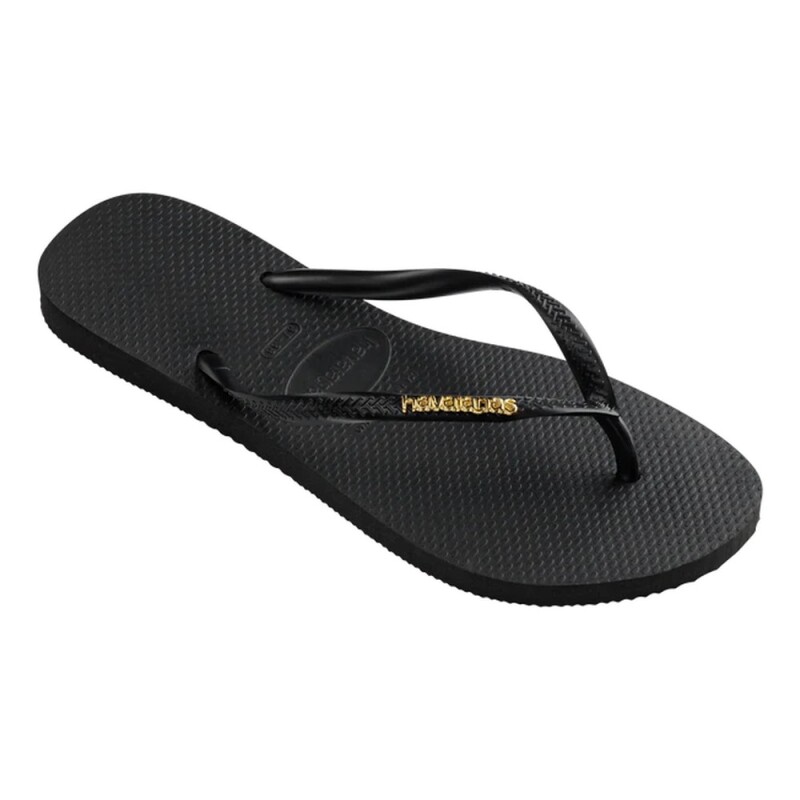 Sandalias Havaianas Slim Logo Metallic Mujer Negro/dorado