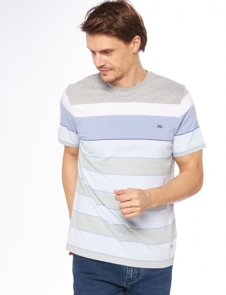 REMERA RAYADA Celeste