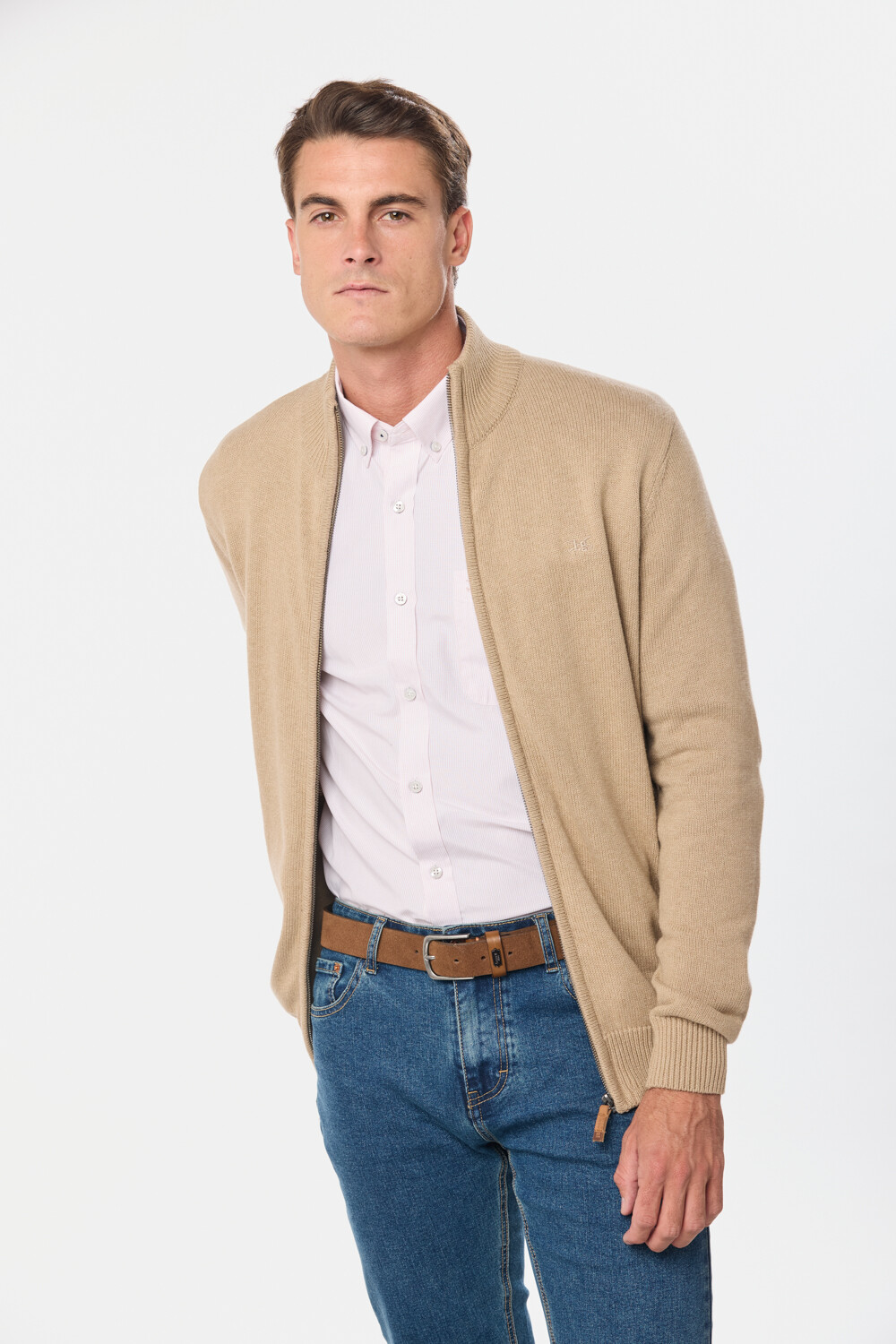 CAMPERA TEJIDA DE ALGODON Beige