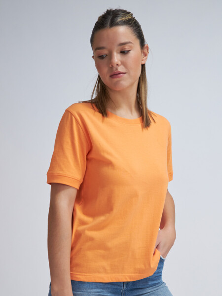 Camiseta manga corta de rib con puño Naranja