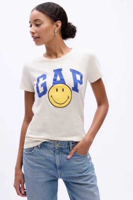 Remera Logo Gap Smiley Mujer Birch