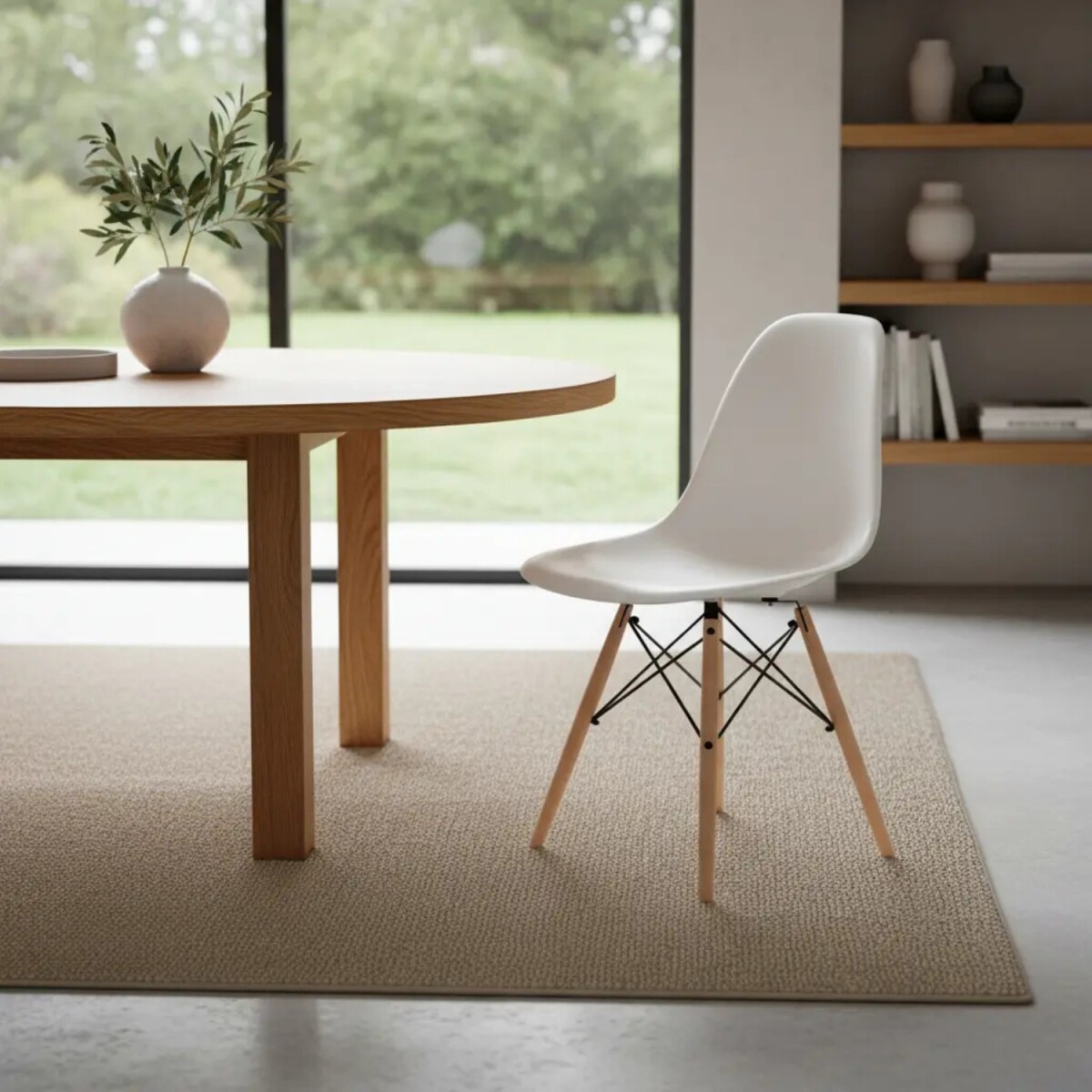 Silla Eames Lumax De Diseño Moderno Con Asiento Liso Y Patas De Madera Para Hogar - Blanco 