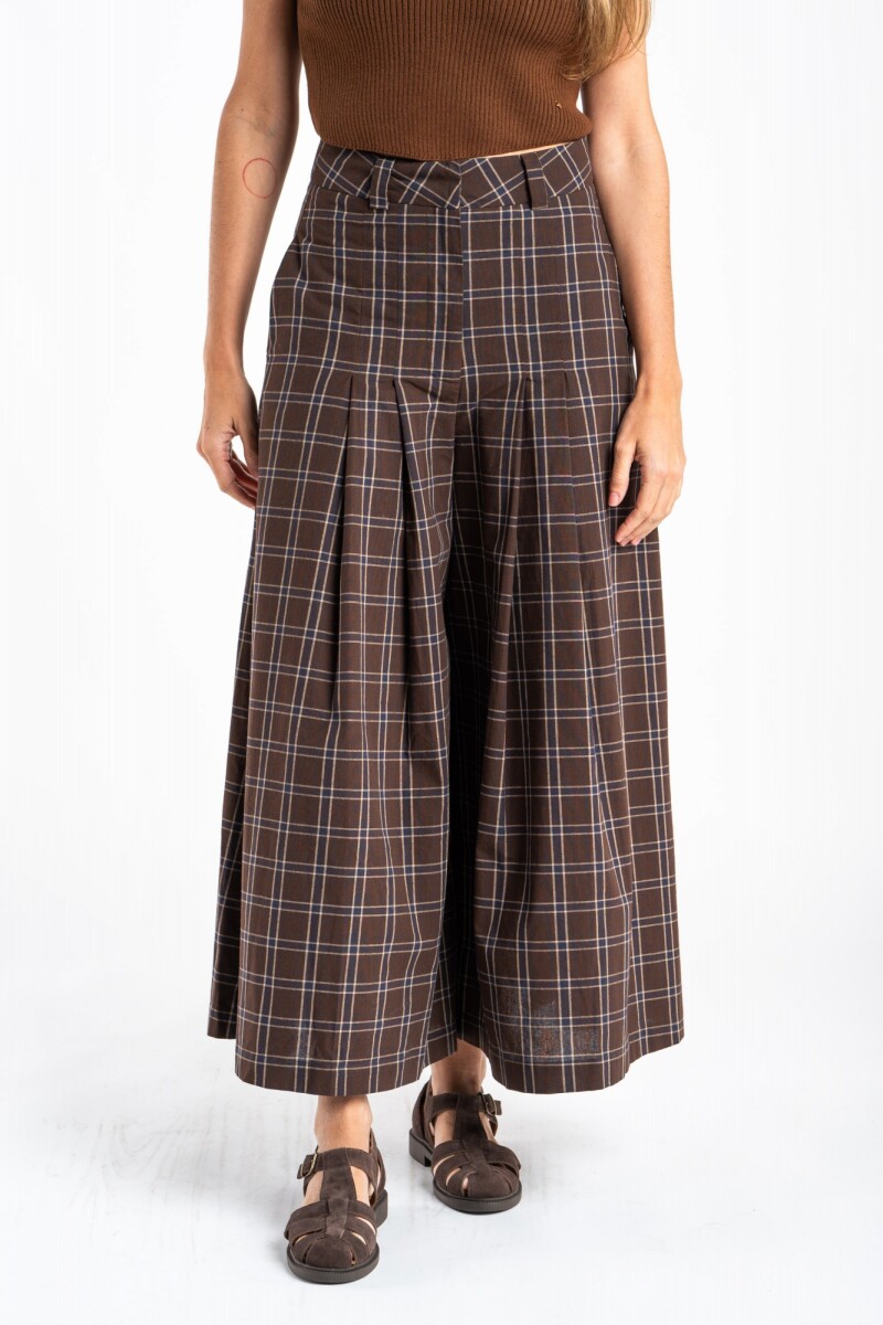 Pantalón Extra Wide Cuadros Marino